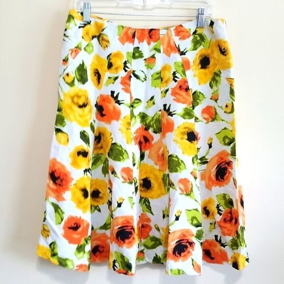 Premise White Floral Multicolored Skirt Sz 10 - Picture 2 of 8